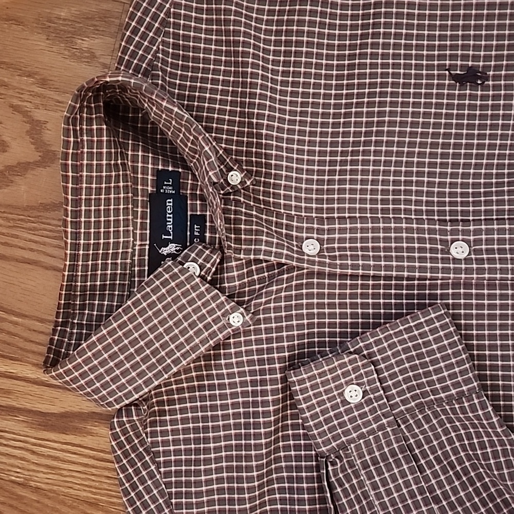 Ralph lauren blue label long sleeve‎ button down shirt classic fit lg